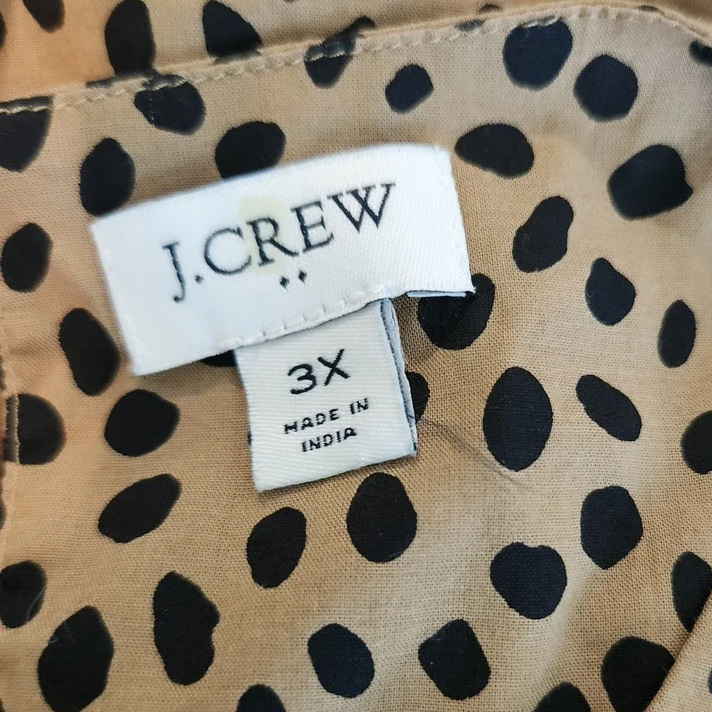 J. Crew Blouse Animal Print Brown Black Flutter Sleeve Top 3X